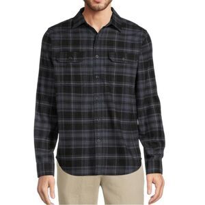 George Super Soft Flannel Burgundy Black Plaid Long Sleeve Button Down Shirt S